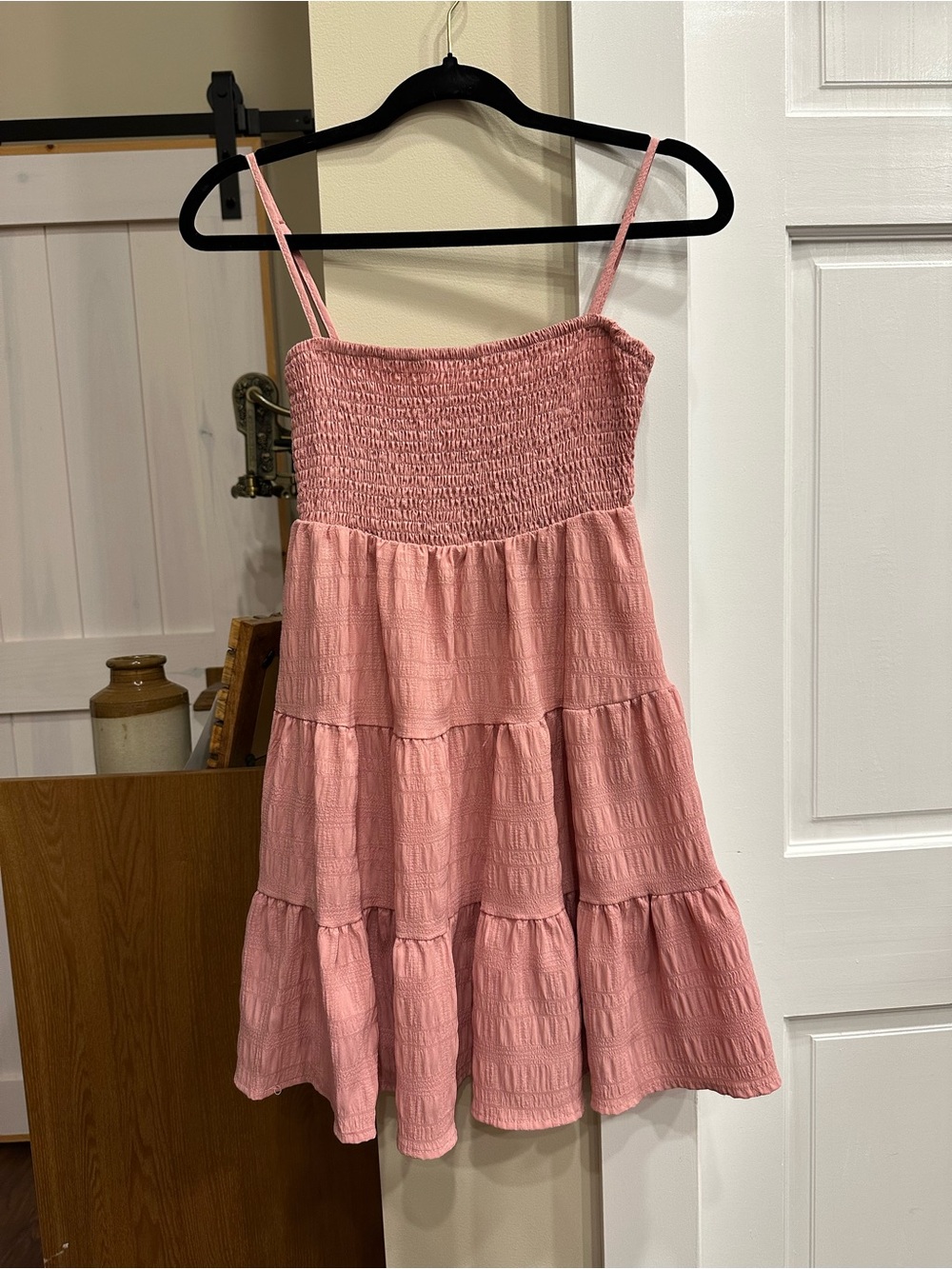 shein layered ruffle dress | Dresses | Shein Pink Smocked Tiered Spaghettistrap Sundress brand_Double Second